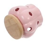 minkissy Tarro de Cerámica Grande para Almacenar Ajo y Jengibre Ventilación, Recipiente de Cocina para Encimera, Conservador de Ajos Rosa, Bote Espacioso para Mantener Frescura