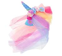 minkissy Tocado de Velo Unicornio para Niñas Diseño de Tejido, Banda Antideslizante y Decoración Elegante para Fiestas y Halloween