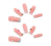 minkissy Uñas Postizas a Presión 3D Gemas de Imitación y Flores Cobertura Total Tamaño M Decoración de Uñas de Bricolaje para Mujer Accesorio de Manicura Resistente y Reutilizable