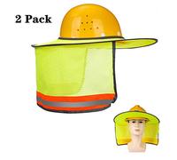 Minleer Parasol para casco duro (paquete de 2), visera completa, malla para el cuello, accesorios para cascos duros, alta visibilidad, reflectante (amarillo)