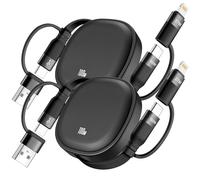 MINLU 5 en 1 Cable Carga Multiple, 100W Retráctil Cable USB Carga Rapida, Retráctil Cable Cargador Multiple, Cable de Carga Rápida con IP/Tipo C/USB A Puerto para IP,iPad,Galaxy,Ps4/5,Tablets