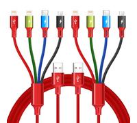 MINLU Múltiples Líneas de Carga USB 4A, Cuatro en Una Para Teléfonos Móviles/Galaxy/Google pixel/Sony/LG/Huawei Con Adaptadores de Puerto USB C/micro USB (2 paquetes / 4ft)