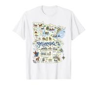 Minnesota, Mapas Iconos MN, Duluth, Saint Paul, Rochester Camiseta gráfica económica