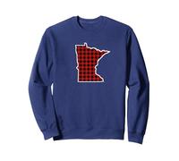 Minnesota Plaid State Outline Sudadera, Unisex para Adultos, Azul Marino, L