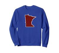 Minnesota Plaid State Outline Sudadera, Unisex para Adultos, Azul Real, L