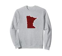 Minnesota Plaid State Outline Sudadera, Unisex para Adultos, Gris Jaspeado, S
