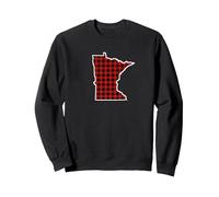 Minnesota Plaid State Outline Sudadera, Unisex para Adultos, Negro, S