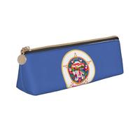 Minnesota State Flag - Funda de piel triangular con interior espacioso, cierre de cremallera para herramientas de escritura, oficina, White, Talla única, Neceser de maquillaje