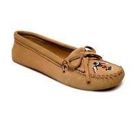 Minnetonka Thunderbird Animikii - Suela de piel suave para mujer, color bronceado, talla 8, Beige Bronceado, 39 EU