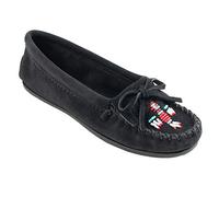 Minnetonka Thunderbird Ii - Mocasines Mujer, Negro (Black), 36 EU