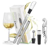 Minnhua 6 en 1 Kit Enfriador de Botellas de Vino Enfriador Botellas Vino con Varilla de Enfriamiento con Accesorios Vinhos Enfriador de Vino Blanco Tapón Aireador para Los Amantes del Vino