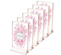 Minnhua 6 Piezas Expositor Acrílico, Borde Oro Rosa Marcos de Fotos, Doble Cara Portafotos, Decoracion Boda Soporte para Promociones, Restaurantes, Marcos de Fotos (Vertical)