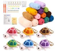 Minnhua 6PCS Crochet Kit de Ganchillo para Principiantes Juego de Ganchillo para Principiantes de 6 Piezas Tortugas Kit de Animales Amigurumi Kit amigable con la piel para DIY y Tejido a Mano