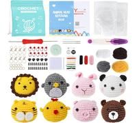 Minnhua 8PCS Kit de Ganchillo para Principiantes,Crochet Kit Principiantes,Kit de Animales de Ganchillo,Kit De Inicio Para Adultos Y Niños,con Tutoriales en Video Paso a Pas,ara DIY y Tejido a Mano