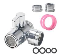 Minnhua G1/2” Latón Adaptador Grifo Ducha, Desviador de Ducha de 3 Vías con 3 Adaptadores y 1 Tira Selladora, Llave de Paso Agua, Válvula de Grifo Universal Baño Pieza de Repuesto (Plata)