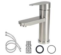 Minnhua Grifo Cocina Acero Inoxidable, Grifo Baño con Manguera, Grifo de Baño Lavabo, Mezclador Monomando Lavabo Agua Fría y Caliente para Lavabos, Baños y Cocinas (Plata)