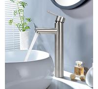 Minnhua Grifo Lavabo Alto Grifo de Baño Monomando Grifo Baño Grifo Lavabo Grifo de Lavabo Alto Grifo Mezclador Baño de Acero Inoxidable Control de Agua Fría Y Caliente(Caño Alto 200mm)
