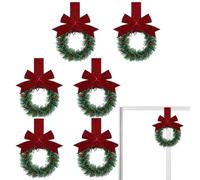 MinNi Christmas Wreaths - Christmas Candle Rings | Small Christmas Wreaths for Indoors | Candle Garland Rings Artificial Wreath Front Door Sign with Berries & Bows Home Decor for Kitchen Cabinets
