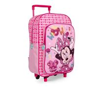 Minnie Mochila con Ruedas para Niña 3 4 5 6 Años - Bolso Escolar con Carro Minni Mouse Rosa para Niñas - Mochila Trolley Disney con Ruedas Extraibles y Bolsillo Frontal Fucsia Guardería - 36x24x12 cm
