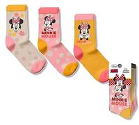 Minnie Mouse - Calcetines de algodón para niñas, 3 pares, paquete múltiple, calcetines de media pantorrilla para niños, adecuados para niñas de 0 a 12 años, 31-34, 1-12 Years