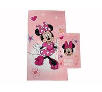 Minnie Mouse Disney - Toallas de baño de Esponja, Juego de 2 Toallas de baño, Toalla de Cara, Toalla de bidé, Rosa, algodón, 100%, Producto Oficial