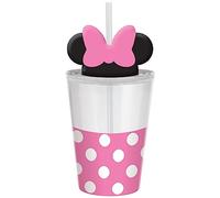 Minnie Mouse Forever - Vaso de plástico para fiesta, 12 onzas, transparente, popote y tapa, 1 unidad.