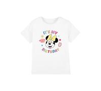 Minnie Mouse It's My Birthday Girls T Shirt Camiseta, Blanco, 7-8 años para Niñas