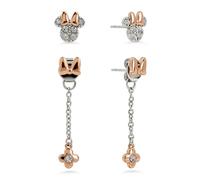 Minnie Mouse - Juego de 2 aretes chapados en plata y lazo de delante a atrás