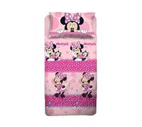 Minnie Mouse - Juego de sábanas para Cama de Plaza y Media, Juego de sábanas de Plaza y Media Disney, sábana encimera, sábana Bajera Ajustable, Funda de Almohada, Rosa, Disney, 100% algodón, Producto