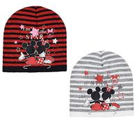 Minnie Mouse Minnie Gorro Rayas-2 Col, Juventud Unisex, Gris o Rojo Aleatorio (Multicolor), Talla Única