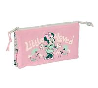 Minnie Mouse Minty - Portatodo Triple, Estuche Infantil, Estuche Niño, Ideal para Niños en Edad Escolar, Cómodo y Versátil, Calidad y Resistencia, 22x3x12 cm