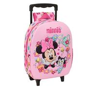 MINNIE MOUSE - Mochila Infantil 3D con Ruedas, Ideal para Niños de Diferentes Edades, Cómoda y Versátil, Calidad y Resistencia, 27x10x33 cm
