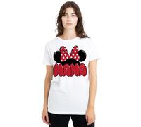 Minnie Mouse Mother's Day Ears for Mama Ladies T Shirt, White Camiseta, Blanco, L para Mujer