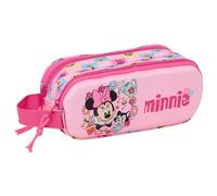 MINNIE MOUSE - Portatodo Doble 3D, Estuche Infantil, Estuche Niño, Ideal para Niños en Edad Escolar, Cómodo y Versátil, Calidad y Resistencia, 21x6x8 cm