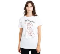 Minnie Mouse Self Love Valentine's Day Ladies T Shirt, White Camiseta, Blanco, L para Mujer