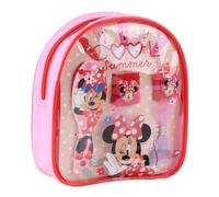 Minnie Mouse Set de Belleza Infantil con Mochila Transparente, Accesorios de Maquillaje y Peluquería, Regalo para Niñas