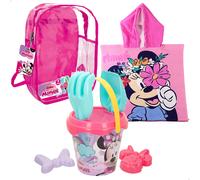 Minnie Set cubo de playa con poncho, accesorios y mochila