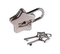 MinnowXY Candado pequeño de metal en forma de estrella con llave para joyero, caja de almacenamiento, diario, libro de metal