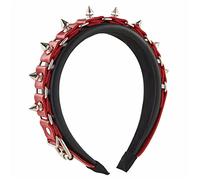 MinnowXY Diadema con pinchos, tiaras y remaches, diadema de rock para hombre, diadema punk, diadema de cuero con pinchos