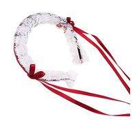 MinnowXY Diadema de encaje con volantes para mujer, estilo steampunk, estilo japonés, lazo para el pelo, accesorio para el cabello, color rojo vino