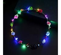 MinnowXY Diadema de flores con luz LED para mujeres y niñas, corona brillante intermitente, fiesta de máscaras, guirnalda luminosa