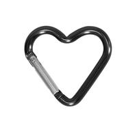 MinnowXY Mosquetón en forma de corazón de aleación de aluminio para llavero, clip de resorte, gancho de resorte, clips de mochila de camping, mosquetón resistente, color negro