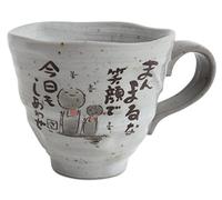 Mino ware Taza de cerámica japonesa Peaceful Time Series con poema Kanji gris, fabricada en Japón (importación de Japón) KSM101 (estatua de jizo)