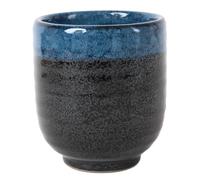Mino ware - Taza de té de cerámica japonesa Yunomi Chawan Chubby de 10.5 onzas, fabricada en Japón (importación de Japón) MMY007 (negro y azul)