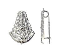 Minoplata Broche Virgen del Rocío en Plata de Ley 925, Diseño Clásico Religioso, Acabado Pulido, 24mm x 18mm, Estilo Cultural, Ideal para Bodas y Celebraciones