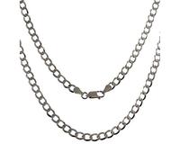 Minoplata Cadena de Plata de ley barbada, Longitud 60 Cm una joya para mujer o para hombre para llevar sola o combinada con Colgantes y Llamadores de Ángel de Plata