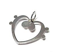 Minoplata Colgante Claves de FA corazón de Plata de Ley un diseño Hacer Amiga Que Adora la música