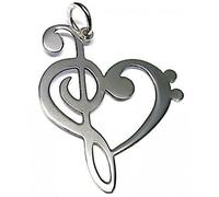 Minoplata Colgante corazón Claves de Sol y de FA de Plata de Ley 925