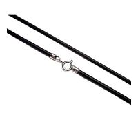 Minoplata Cordón de Caucho Negro con Cierre de Plata 925, 2mm 60cm | Impermeable, Cómodo de llevar, Seguro y duradero, Ideal para colgantes, Grosor 2mm