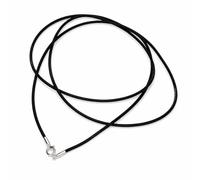 Minoplata Cordón de Seda Negra con Cierre de Plata de Ley 925, 60cm Longitud, 2.5mm Grosor, Gargantilla Clásica para Mujer